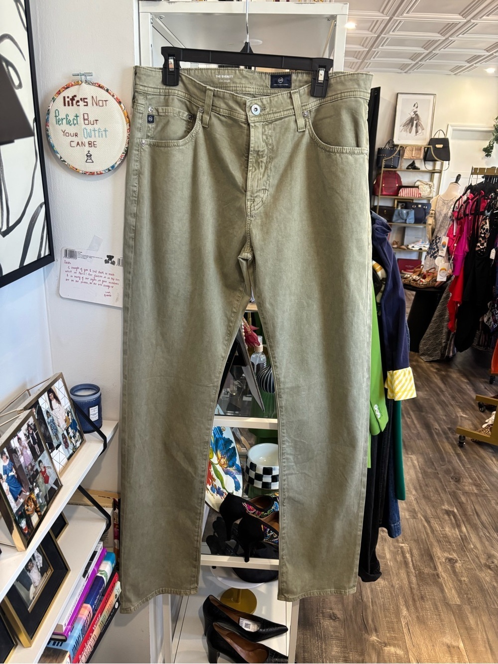 Ag Adriano Goldschmied Olive Green Straight Jeans